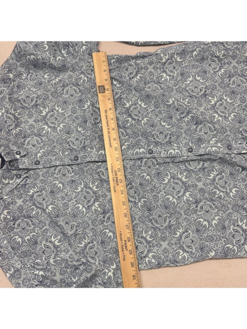 J.B. Holt Mens Shirt Large Long Sleeve Button-Down Teal Kaleidoscopic Paisley - Picture 8 of 10